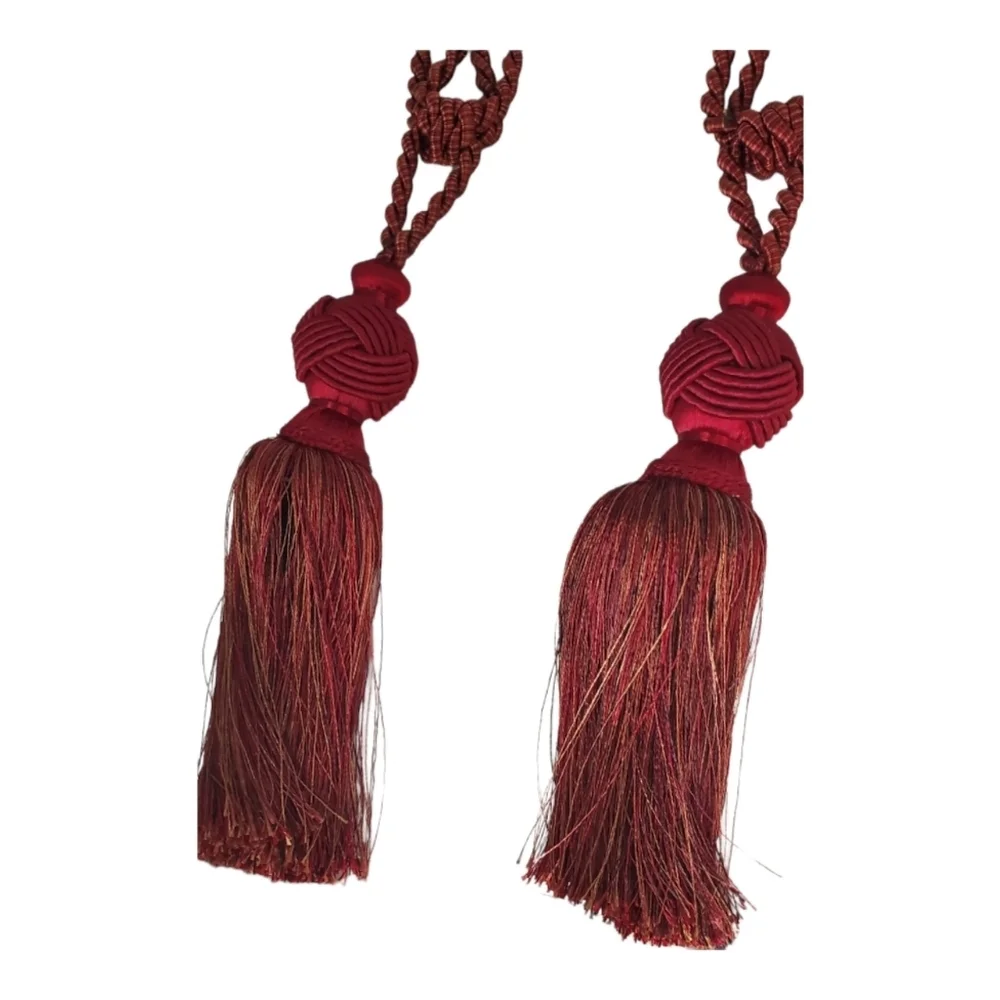 Vintage Set of 2 Burgundy Tassel Curtain Tie Backs Regal